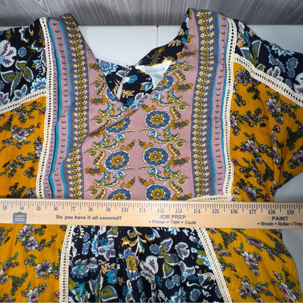 Sundance‎ Golden Avignon Dress Boho Floral Patchwork Women’s Size M - Picture 5 of 6
